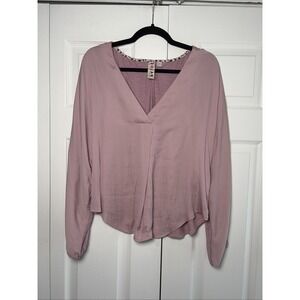 Dolan Left Coast Collection V-Neck Blouse Womens Size M Mauve Mixed Media Rayon